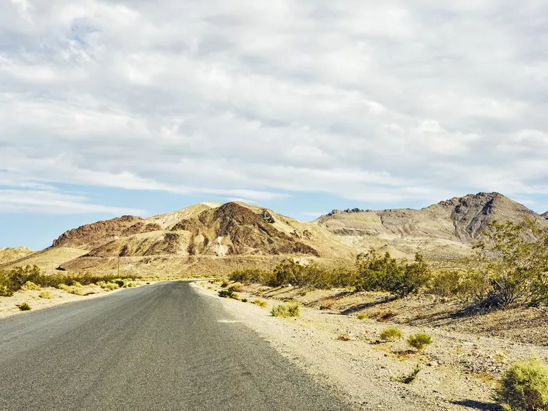 Road to Desert and Mountains near Beatty Nevada