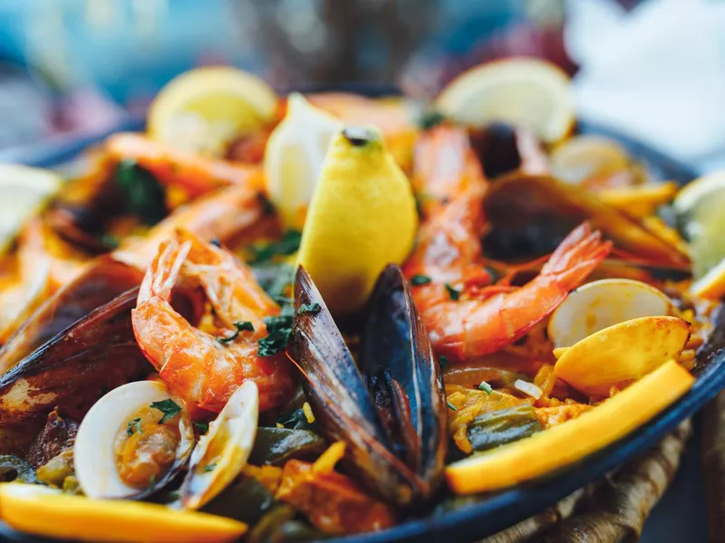 Spanish seafood paella