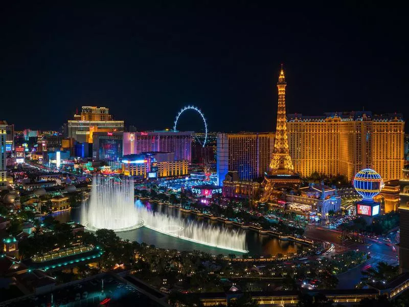 Aerial view of Las Vegas strip in Nevada