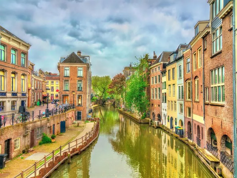 Traditional houses along a canal in Utrecht