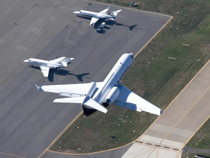 Private jet taking off in Pittsburgh