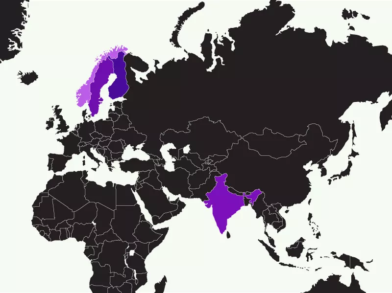 Scandinavia and India map