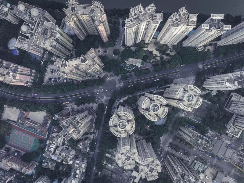 aerial photo of Panoramic skyline guangzhou china