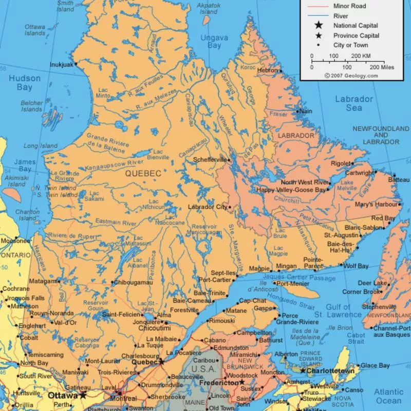 Map of Quebec