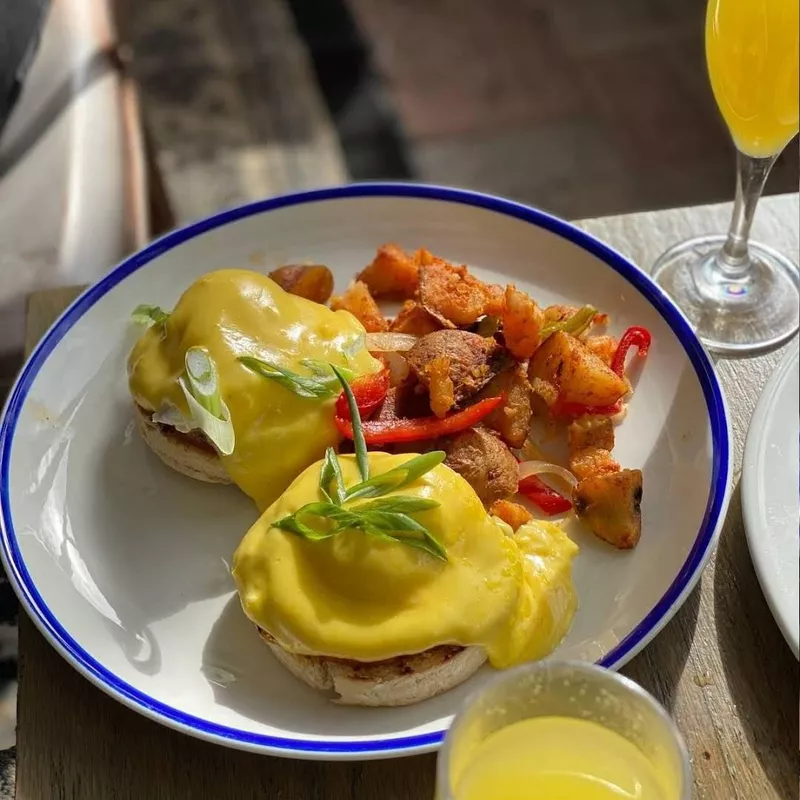 Eggs benedict with mimosa Barsecco Miami