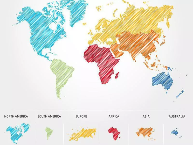 World map in sketch