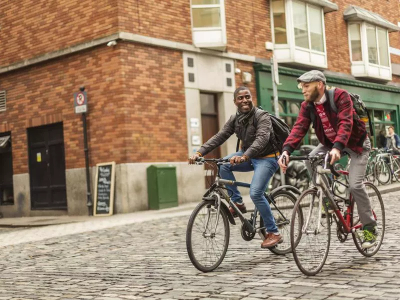 Men biking in Ireland