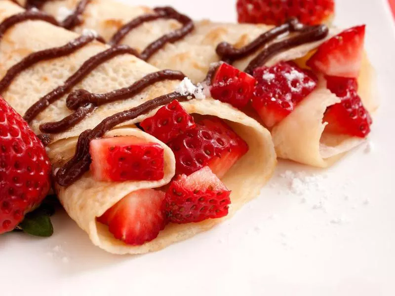 Crepes with strawberries