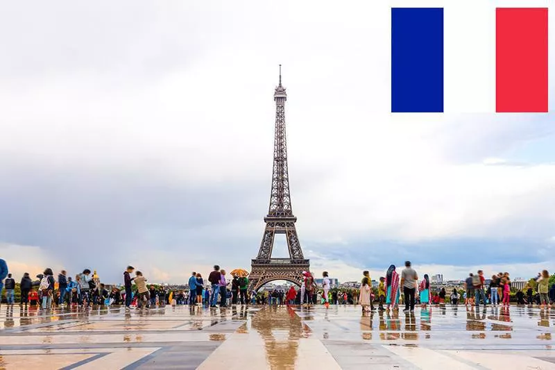 Eiffel Tower on a rainy day