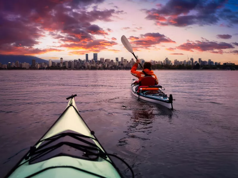 Kayaking in the ocean in Vancouver