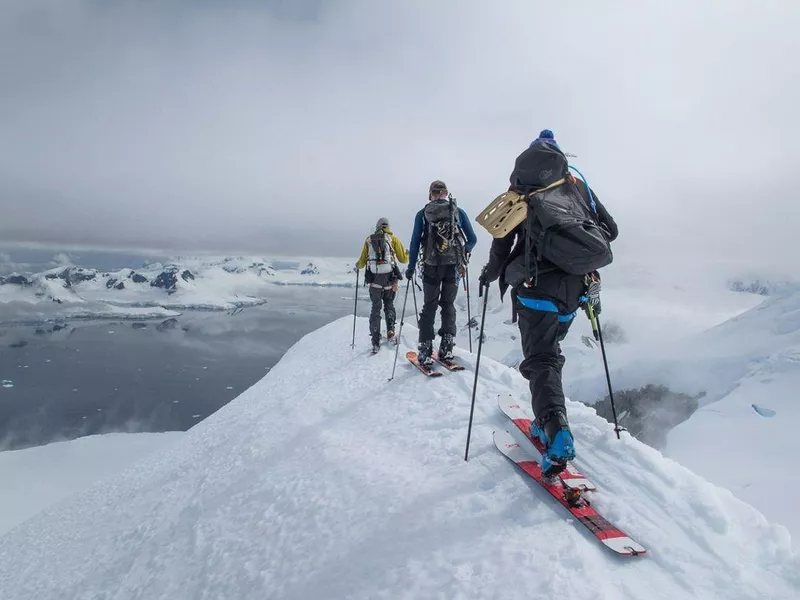 Group skiing in Antarctica