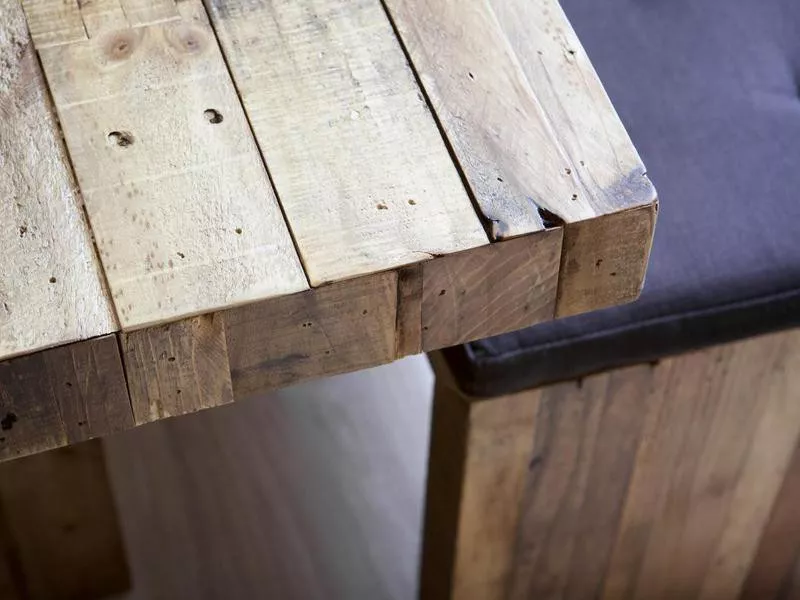 Corner of a wooden table