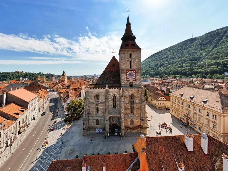 The Black Church in old Brasov centre, Romania