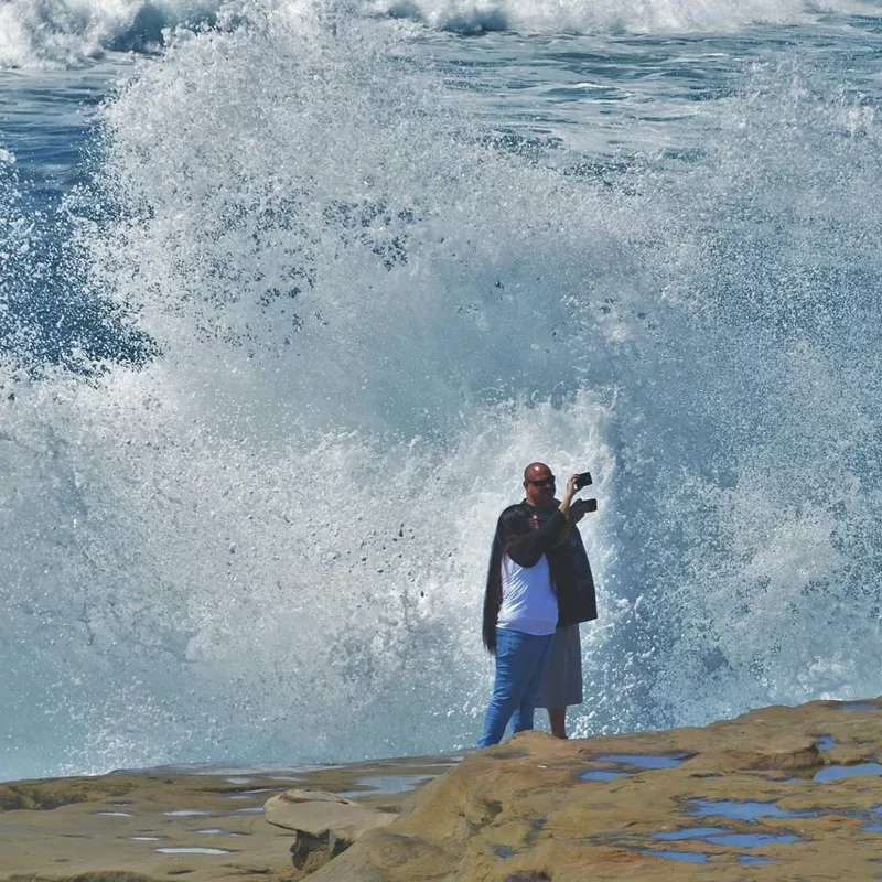 Selfie with giant waves