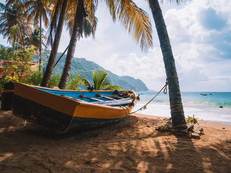 Colorful fishing boat in Trinidad