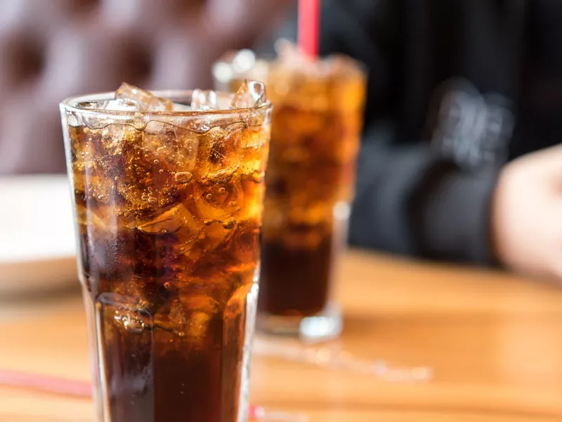 Soft drink on wooden table