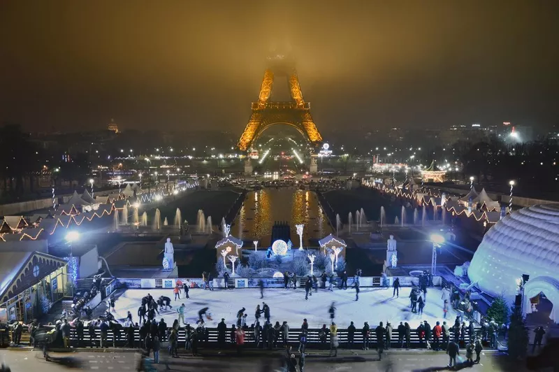 Ice skating at the the Eiffel Tower