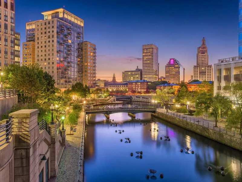 providence waterfront walk in the evening