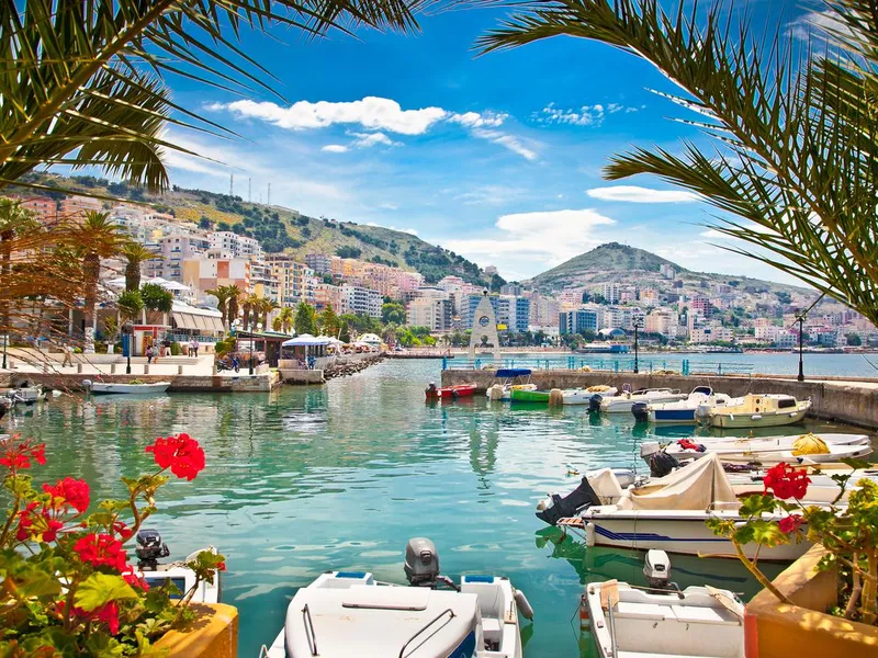 Saranda's port at ionian sea. Albania.