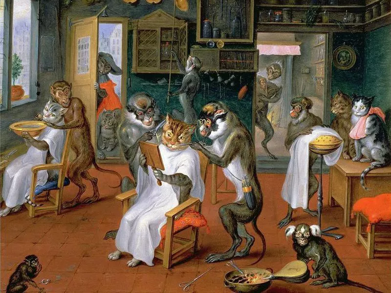 barbershop with monkeys