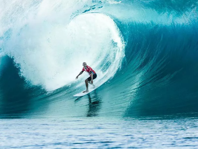 Surfer Kelly Slater Surfing 2014 Billabong Pro Tahiti