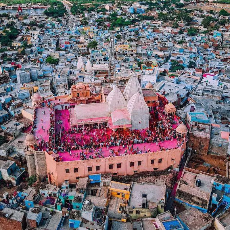 Aerial view of Uttar Pradesh during Holi