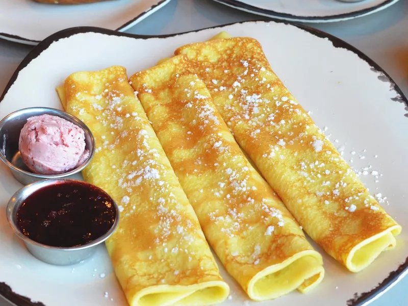 Swedish pancakes at Egg Harbor Cafe