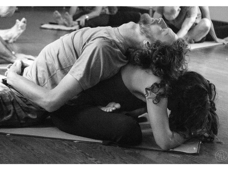 Cannabis couple's yoga class