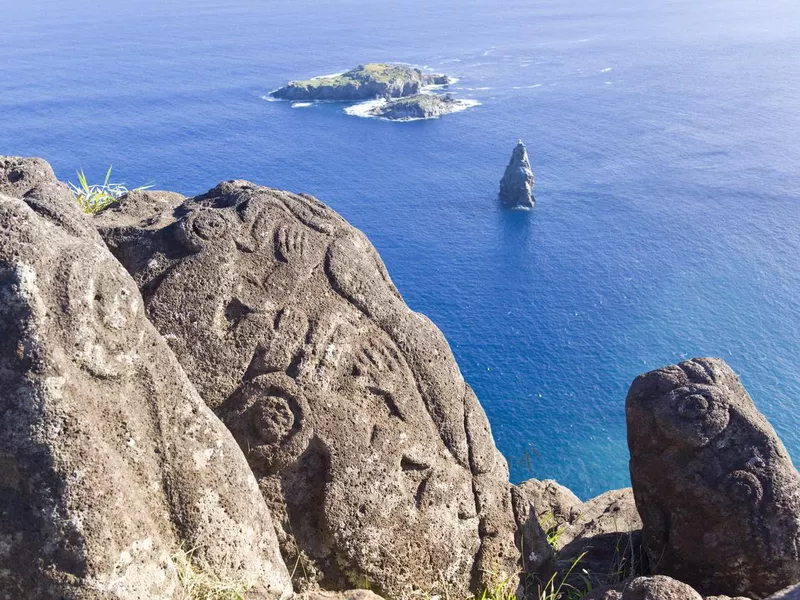 Petroglyph of birdman on Easter Island Chile