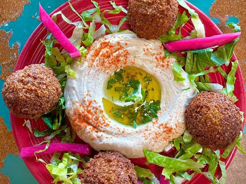 Falafels with hummus at Sunnin Cafe in Los Angeles