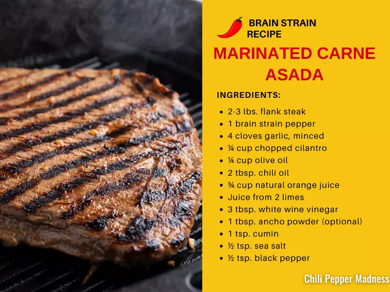 Marinated carne asada with brain strain pepper recipe