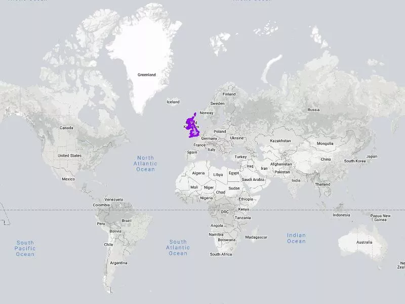 The true size of England in the world map