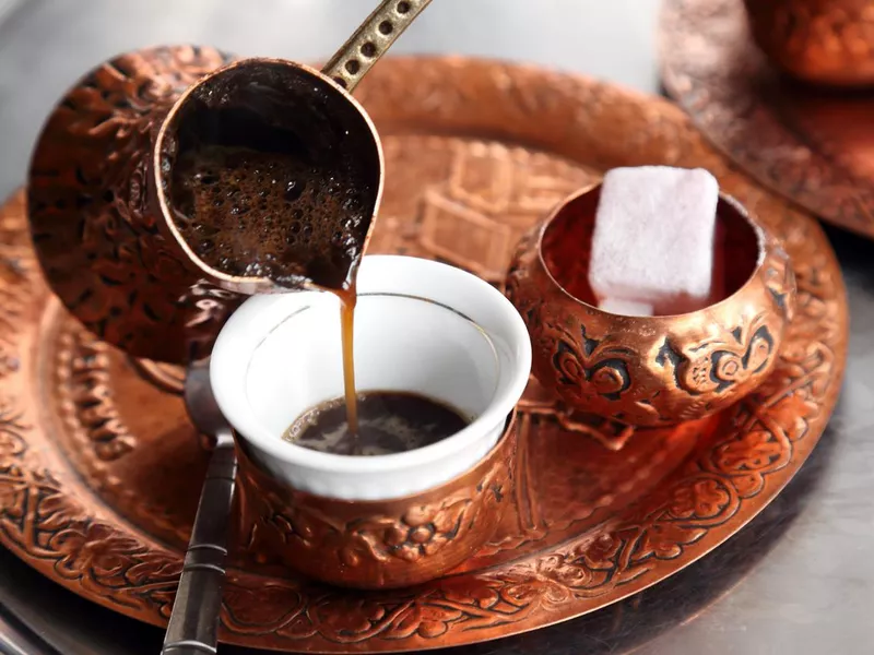 Pouring Turkish coffee