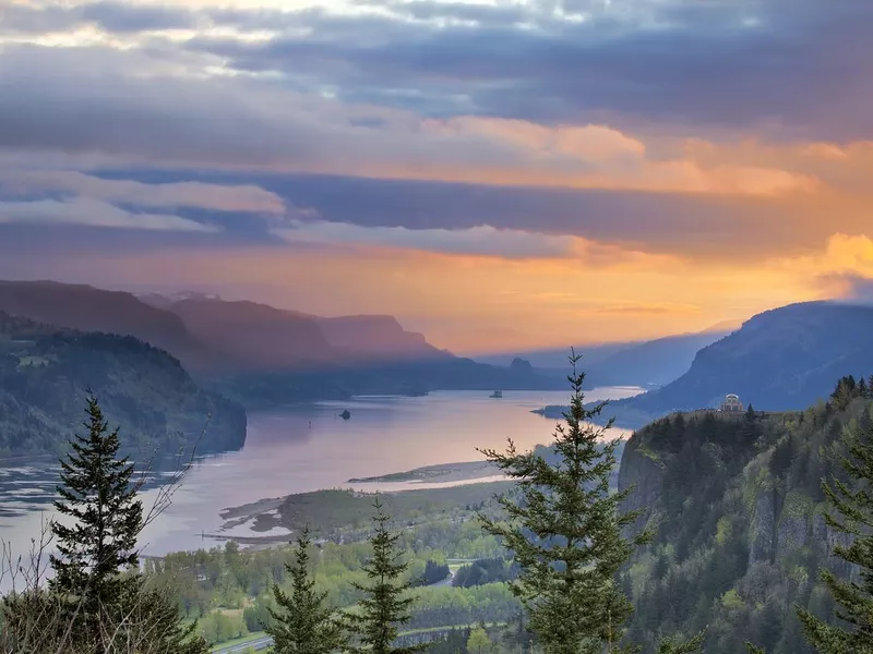 Sunrise Over Crown Point at Columbia River Gorge