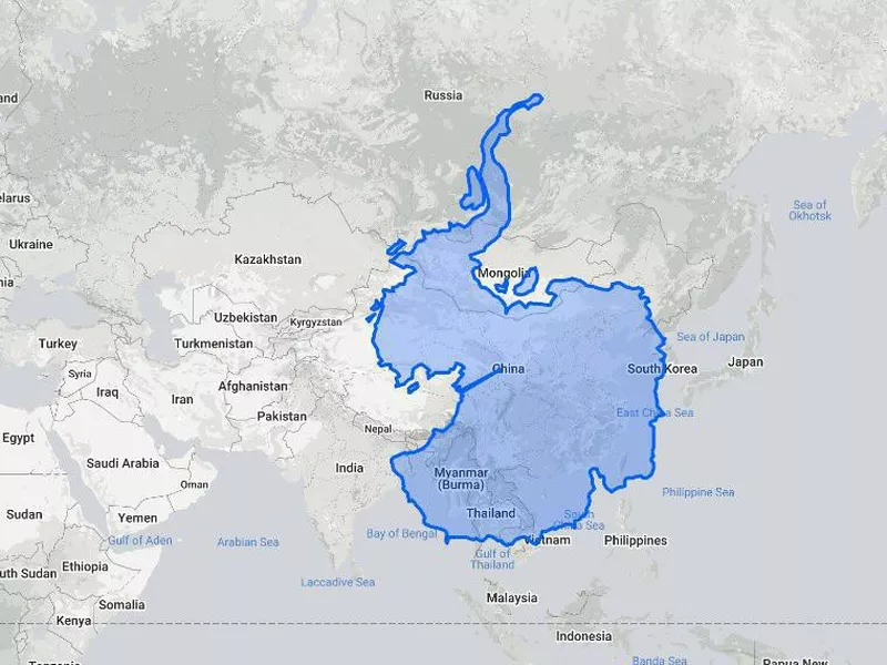 Antarctica compared to Asia