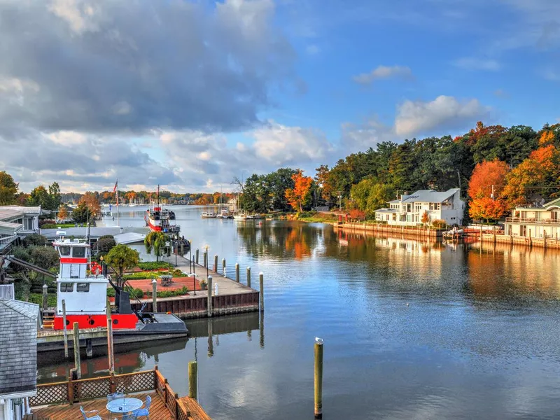 Nautical Scene with Fall Leaf Colors-Saugatuck,Michigan