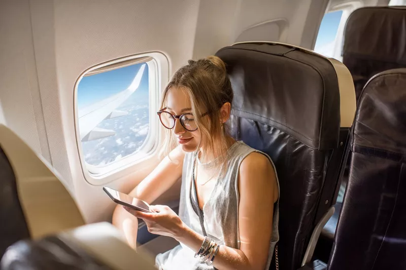 Woman in the airplane