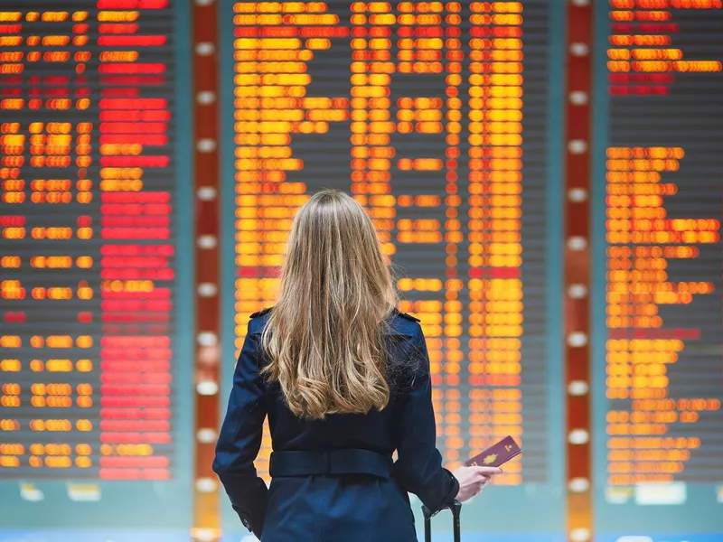 Young woman in international airport