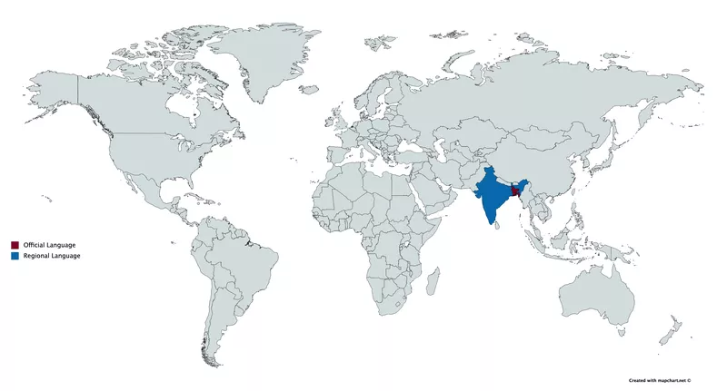 Bengali language map