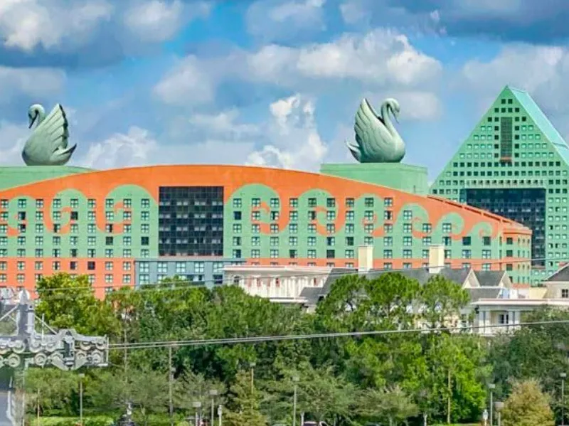 View from afar of Walt Disney World Swan Hotel