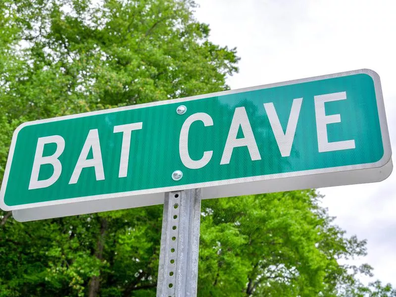 Town of Bat Cave road sign