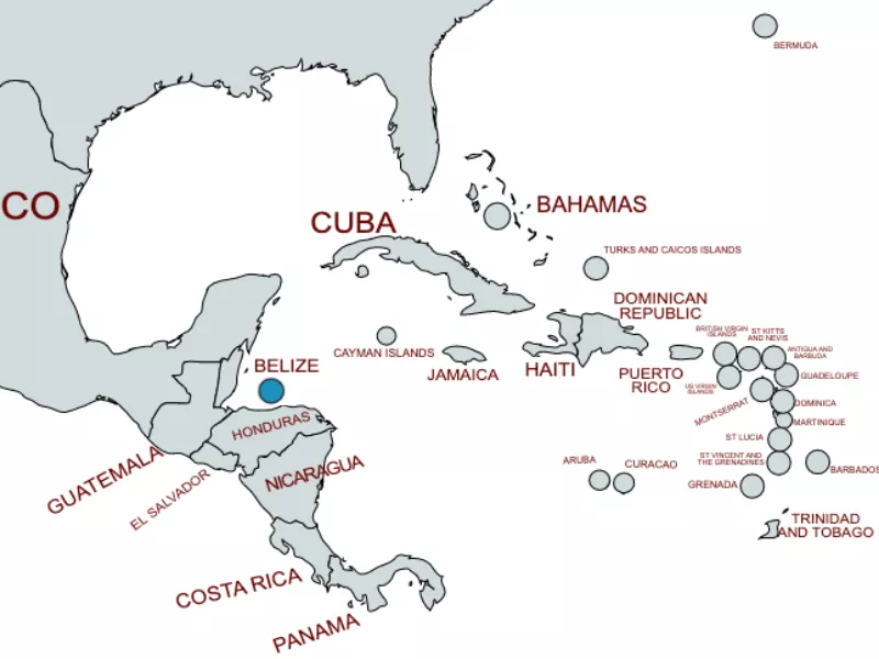 Caribbean Countries: Roatan map