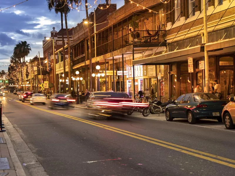 Ybor City at night in Tampa Florida USA