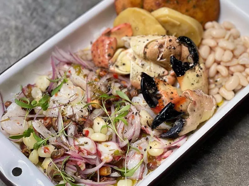 Plate of Peruvian food at Llama Inn, a restaurant in New York City