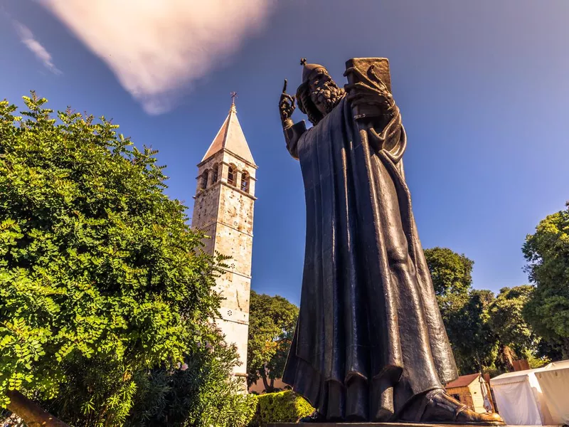 sstatue of Gregory of Nin in the old town of Split, Croatia