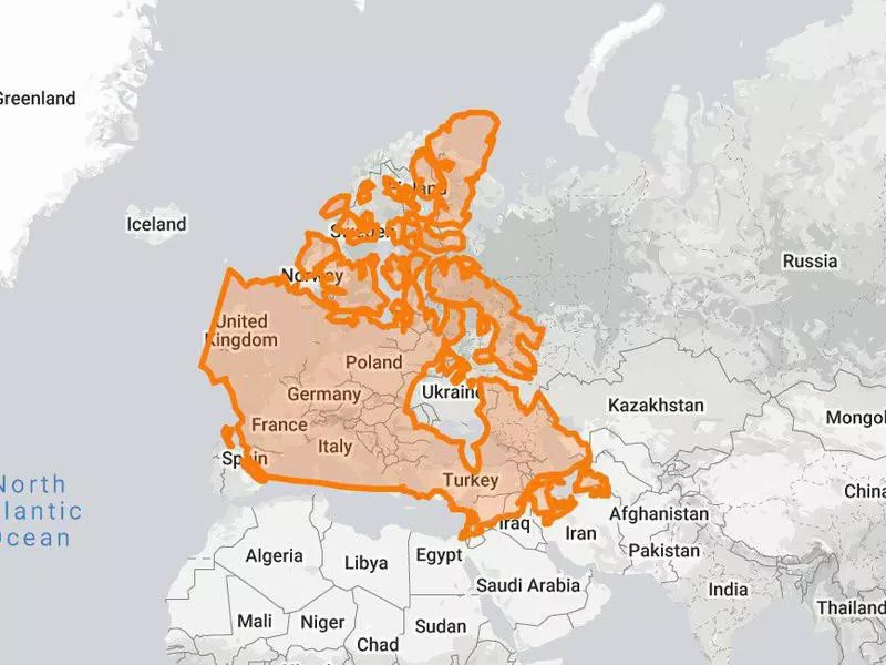 True size of Canada compared to Europe