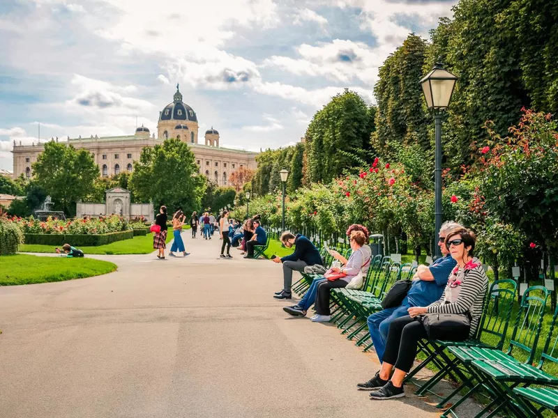 People in public park Volksgarten, Vienna