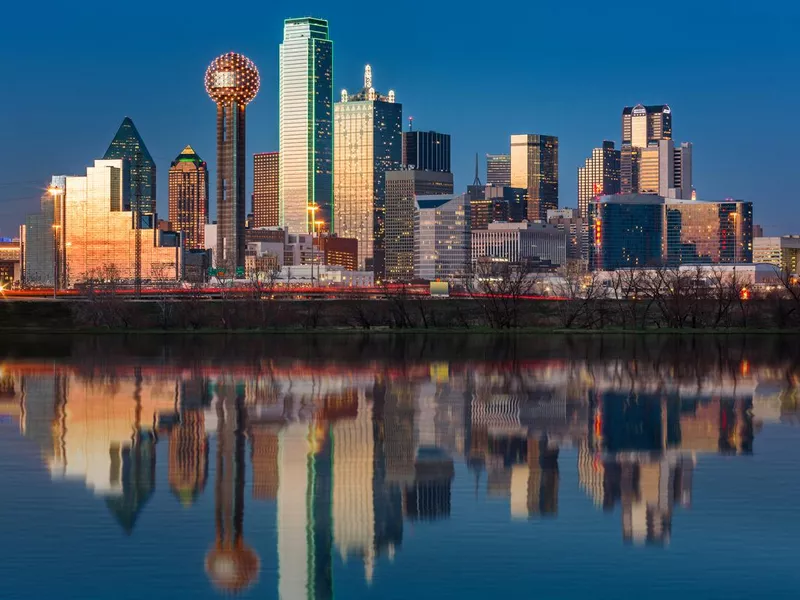 Dallas skyline at sunset