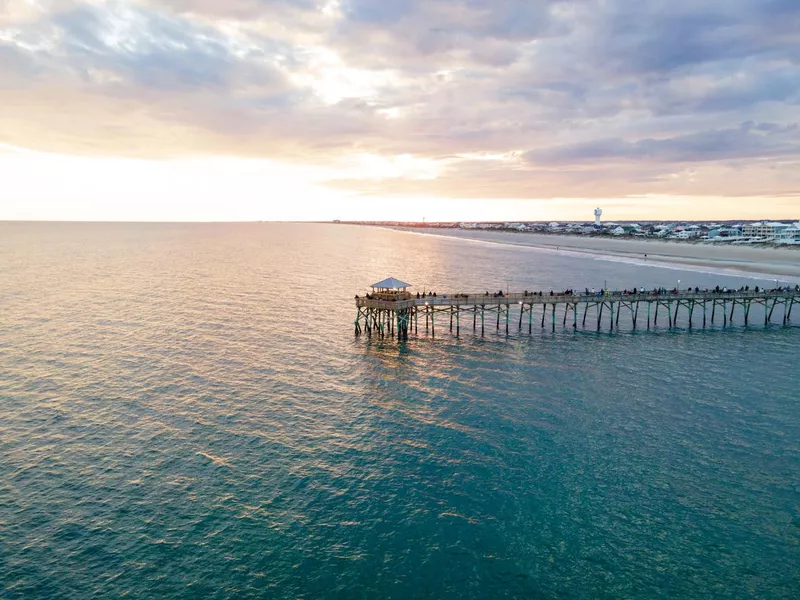 Oceanana Pier in Atlantic Beach, North Carolina at Sunset