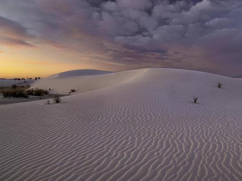 Pink sunrise over White Sands National Park